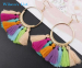 Multicoloured Trendy Cotton Fringed Bohemian Tassels Gold Fashion Earrings 