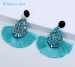 New Fashion Bohemian Light Blue Tassel Earrings with Coloured Crystals and Rhinestones 