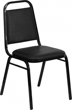 Black Vinyl Stackable Steel Side Reception Chair