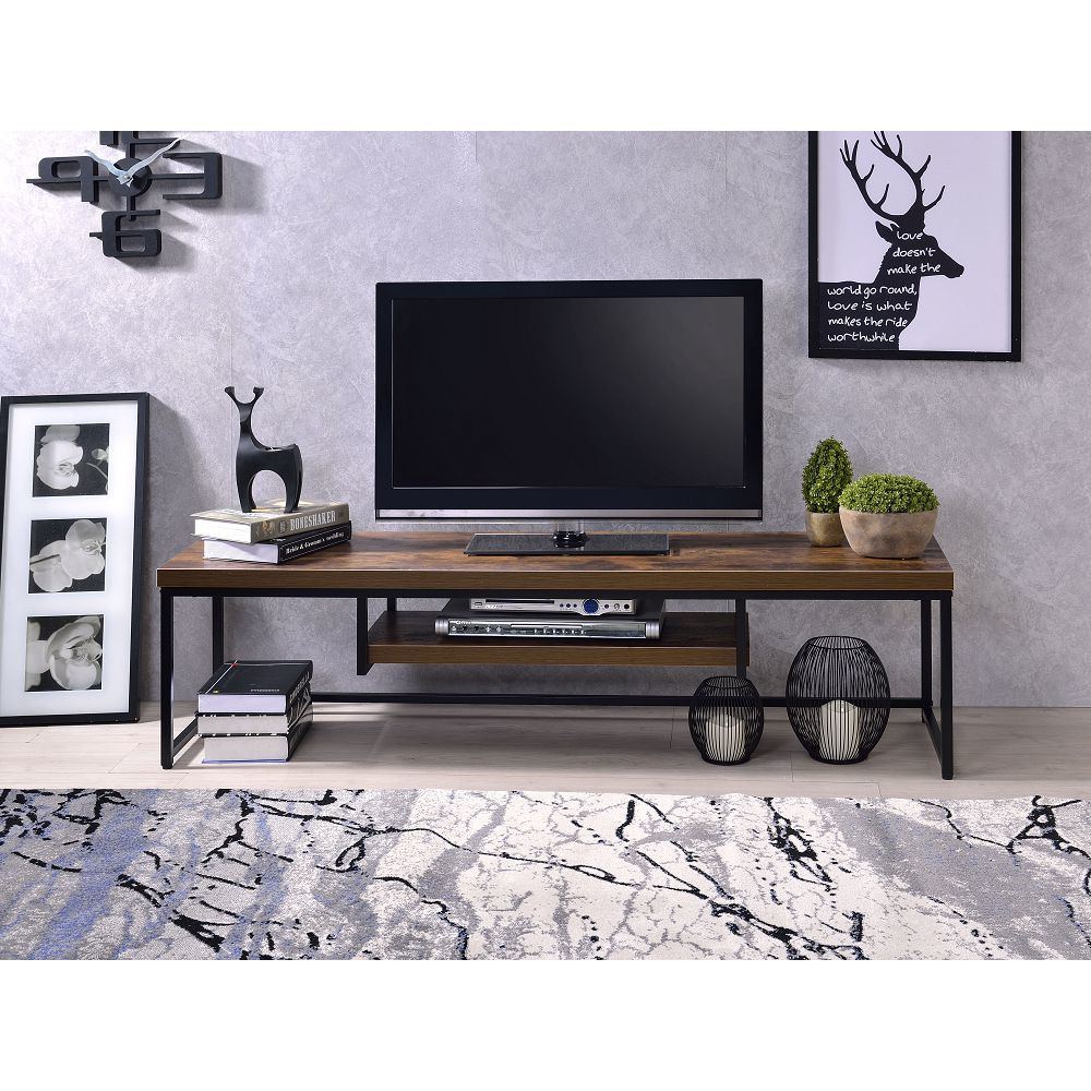 Bob TV Stand in Weathered Oak & Black