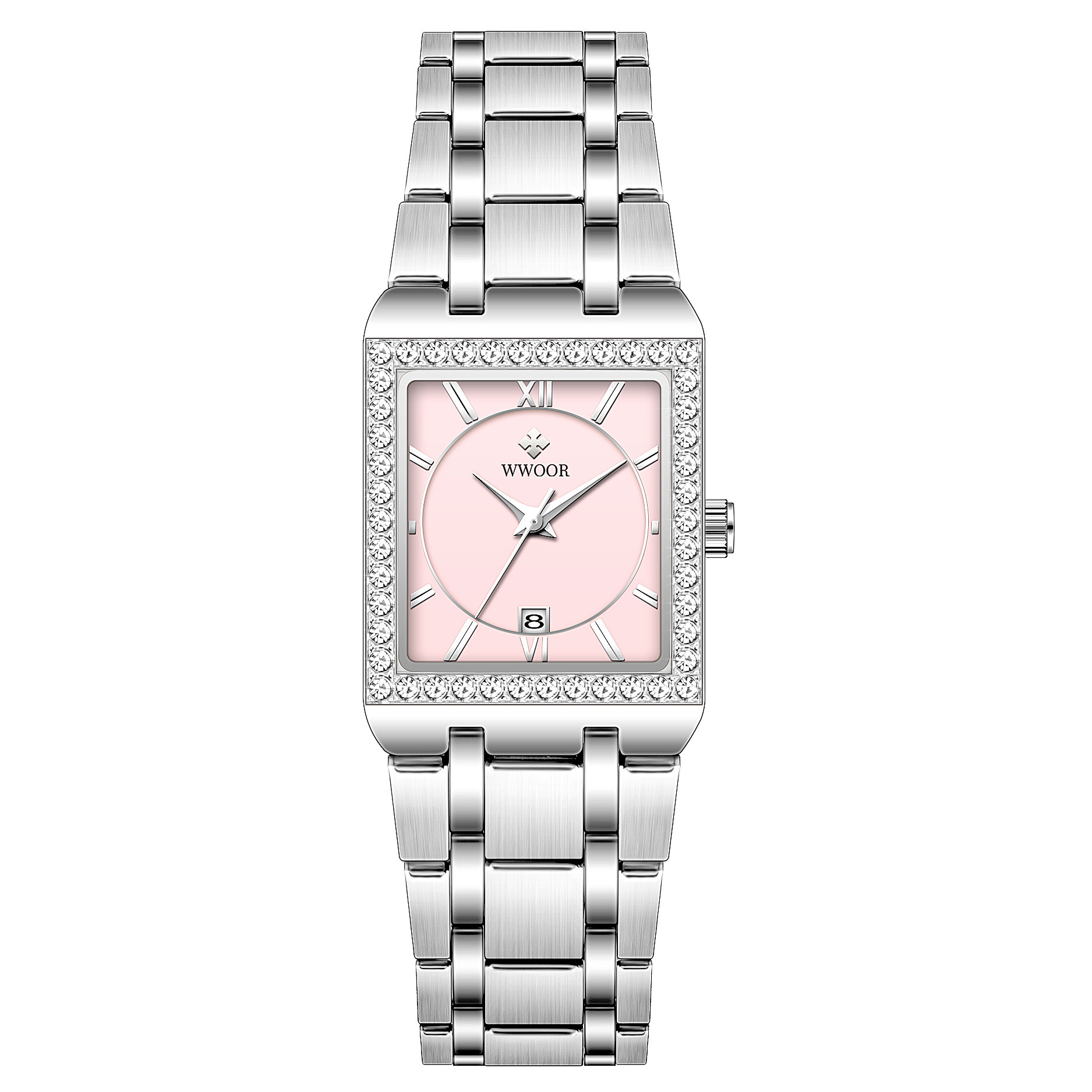 Grip Love Belt Diamond Waterproof Square Steel Band Quartz Women's Watch