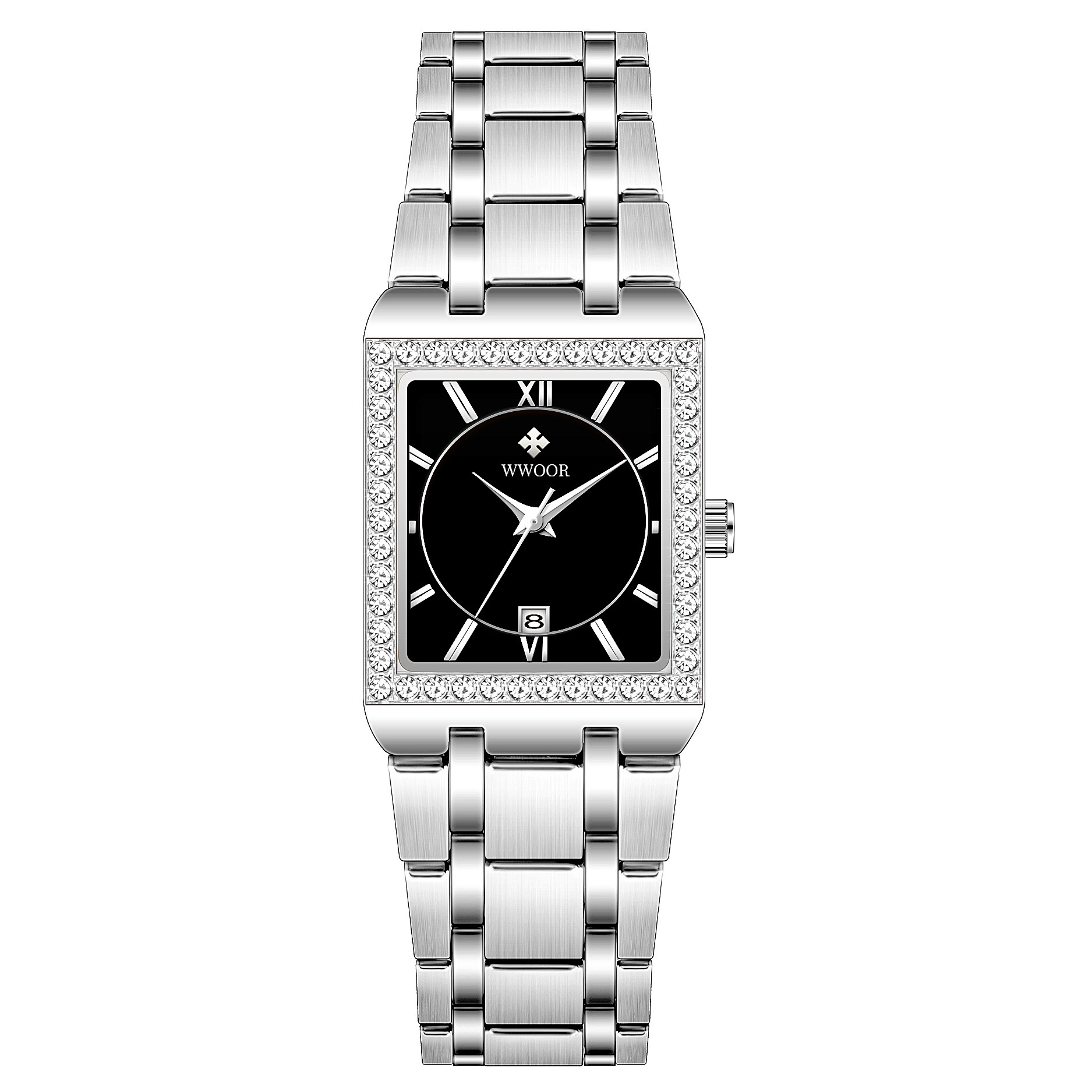 Grip Love Belt Diamond Waterproof Square Steel Band Quartz Women's Watch