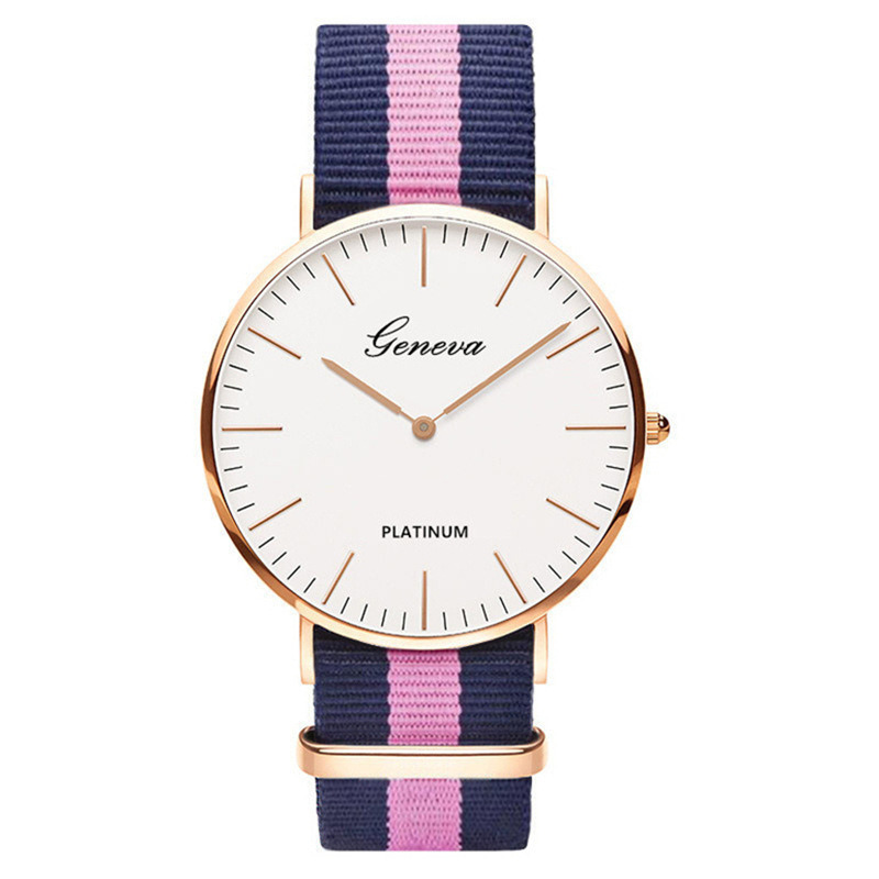 Classic Fashion Stripe Nylon Band Women Watch Top Luxury Brand Men Quartz Wrist Watch Lady Watch Mon