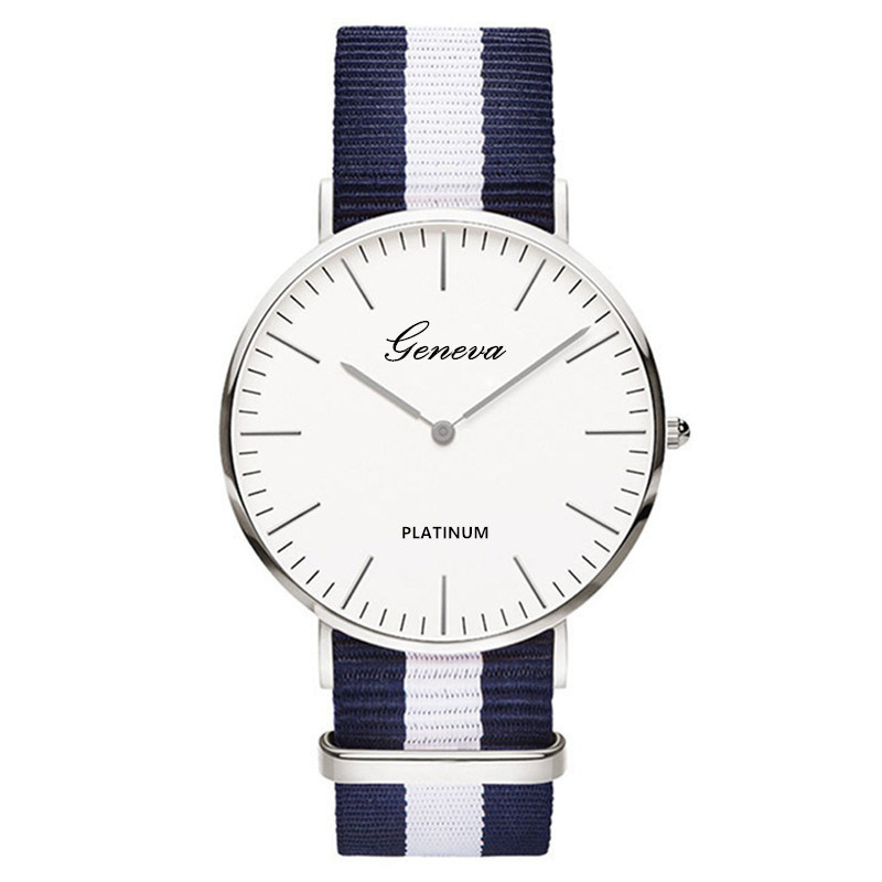 Classic Fashion Stripe Nylon Band Women Watch Top Luxury Brand Men Quartz Wrist Watch Lady Watch Mon