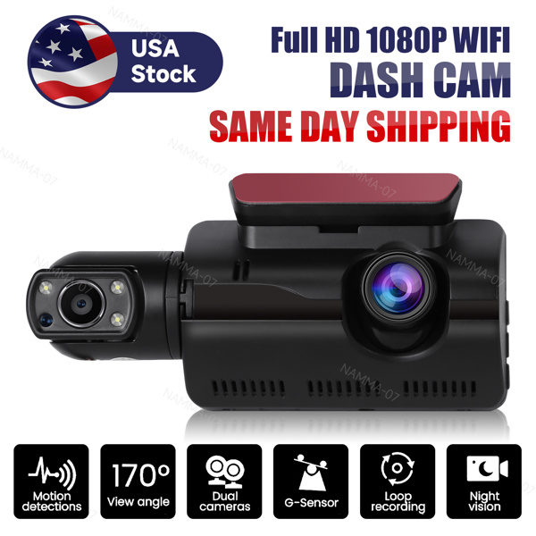 1080P Dual Dash Cam 3in Screen Vehicle Driving Recorder with Front Rear Camera G-Sensor Motion Detec