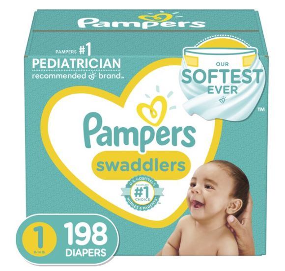 Pampers Swaddlers Diapers Size 1, 198 Count