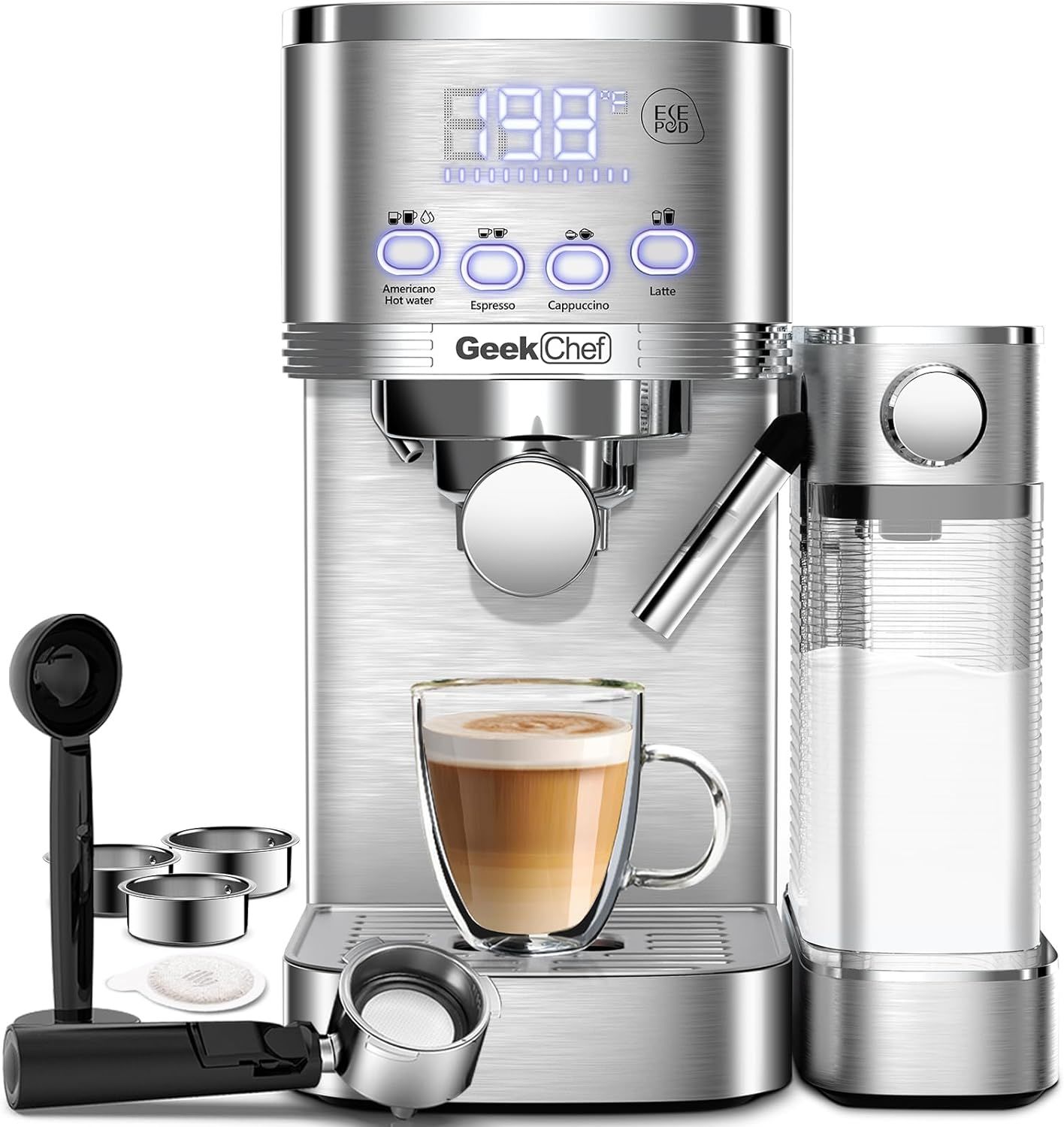 Geek Chef Espresso and Cappuccino Machine with Automatic Milk Frother,20Bar Espresso Maker for Home,