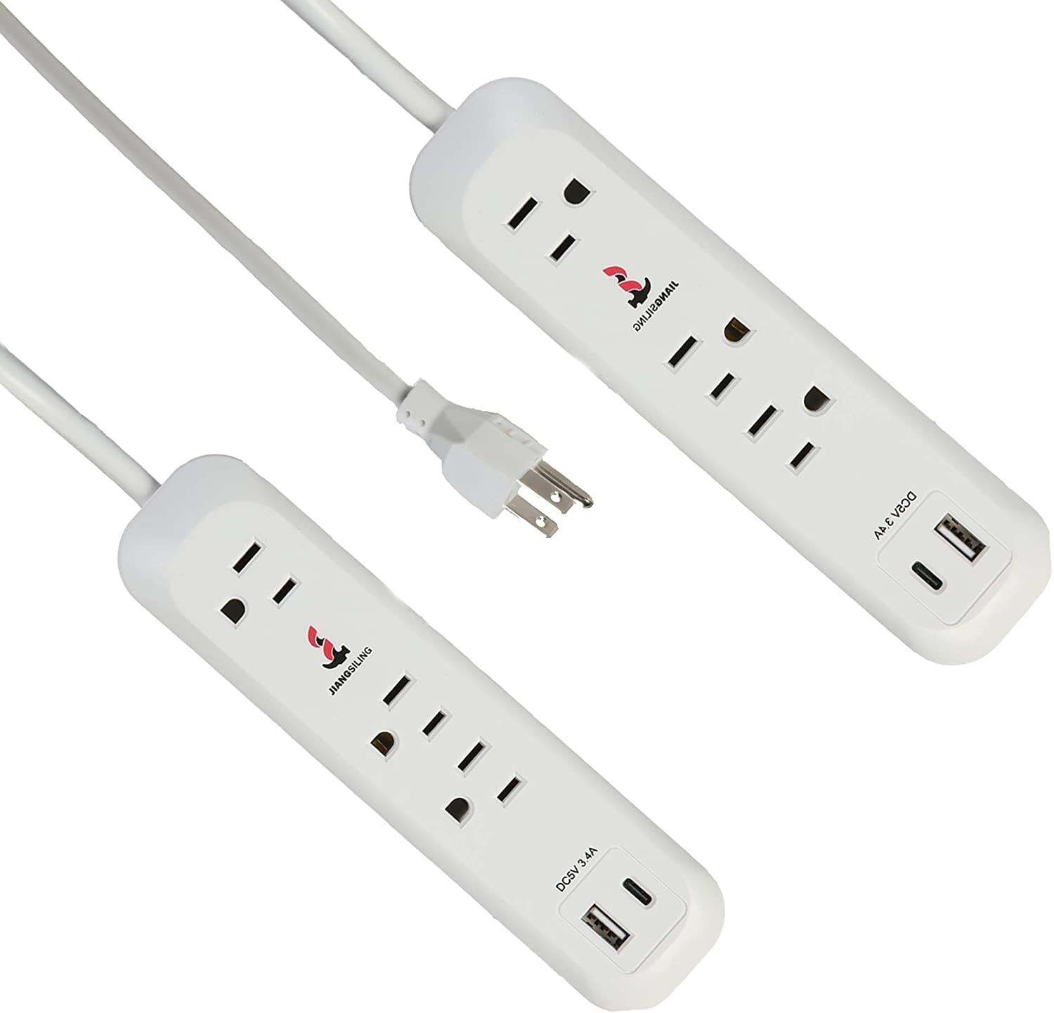 Bosonshop Surge Protector Power Strip with 3 Outlet and USB Port(5V/2.4A) & Type-C Port(5V/3A), 6 Ft