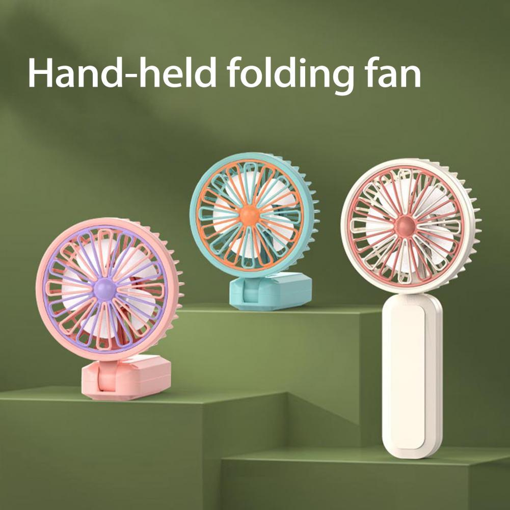 Desktop Folding Fan Night Light Foldable 2 Gears Adjustable Handheld Student USB Mini Fan Outdoor Su