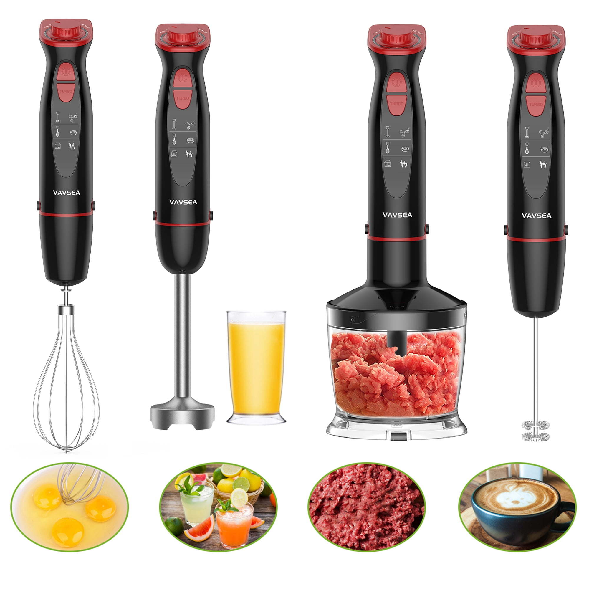 Vavsea Immersion Hand Blender, 12-Speed Multi-Function Handheld Stick Blender with Stainless Steel B