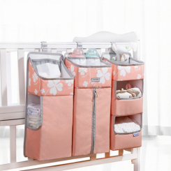 Sunveno Baby Storage Organizer Crib Hanging Storage Bag Caddy Organizer for Baby Essentials Bedding 