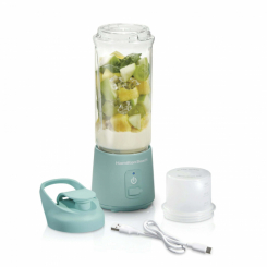 Hamilton Beach Blend Now Portable Cordless Blender USB rechargeable 16 oz jar with travel lid aqua 5