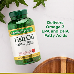 Nature's Bounty Fish Oil, Supports Heart Health, 1200 Mg, 360 Mg Omega-3, Rapid Release Softgels, 20