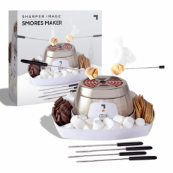 SHARPER IMAGE Electric Tabletop S'mores Maker for Indoors, 6-Piece Set, Includes 4 Skewers & 4 Servi