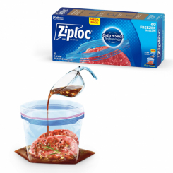 Ziploc Gallon Food Storage Freezer Bags, New Stay Open Design with Stand-Up Bottom, Easy to Fill, 60