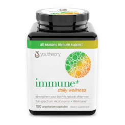 Youtheory Immune+ Daily Wellness- Organic Mushrooms- Beta Glucan- Vitamin C, D3 & Zinc 150 Vegetaria