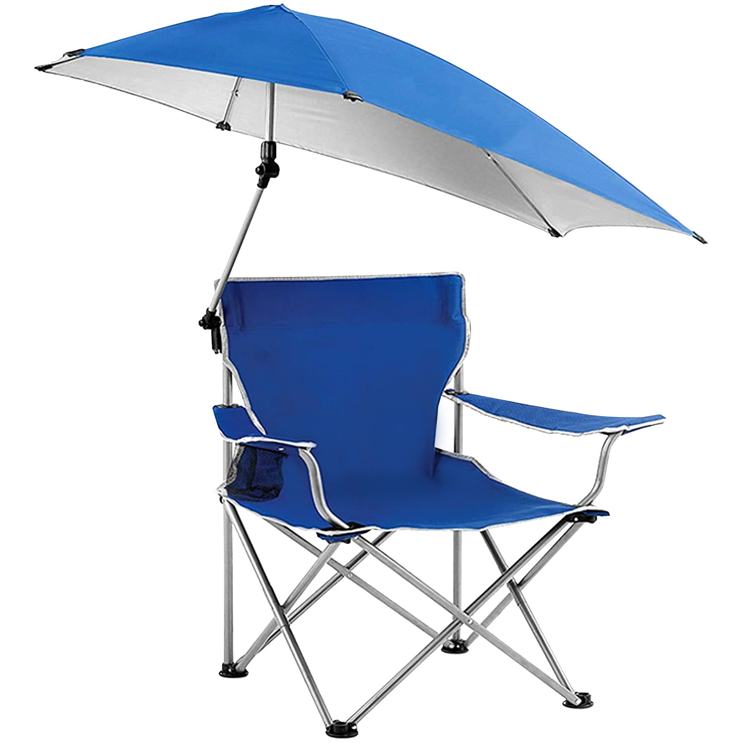 Foldable Beach Chair with Detachable Umbrella Armrest Adjustable Canopy Stool with Cup Holder Carry 