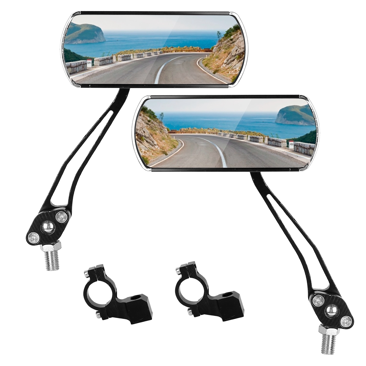 1 Pair Handlebar Bike Mirrors Adjustable 360 Degree Rotatable Safe Rearview Bicycle Mirror Scratch R