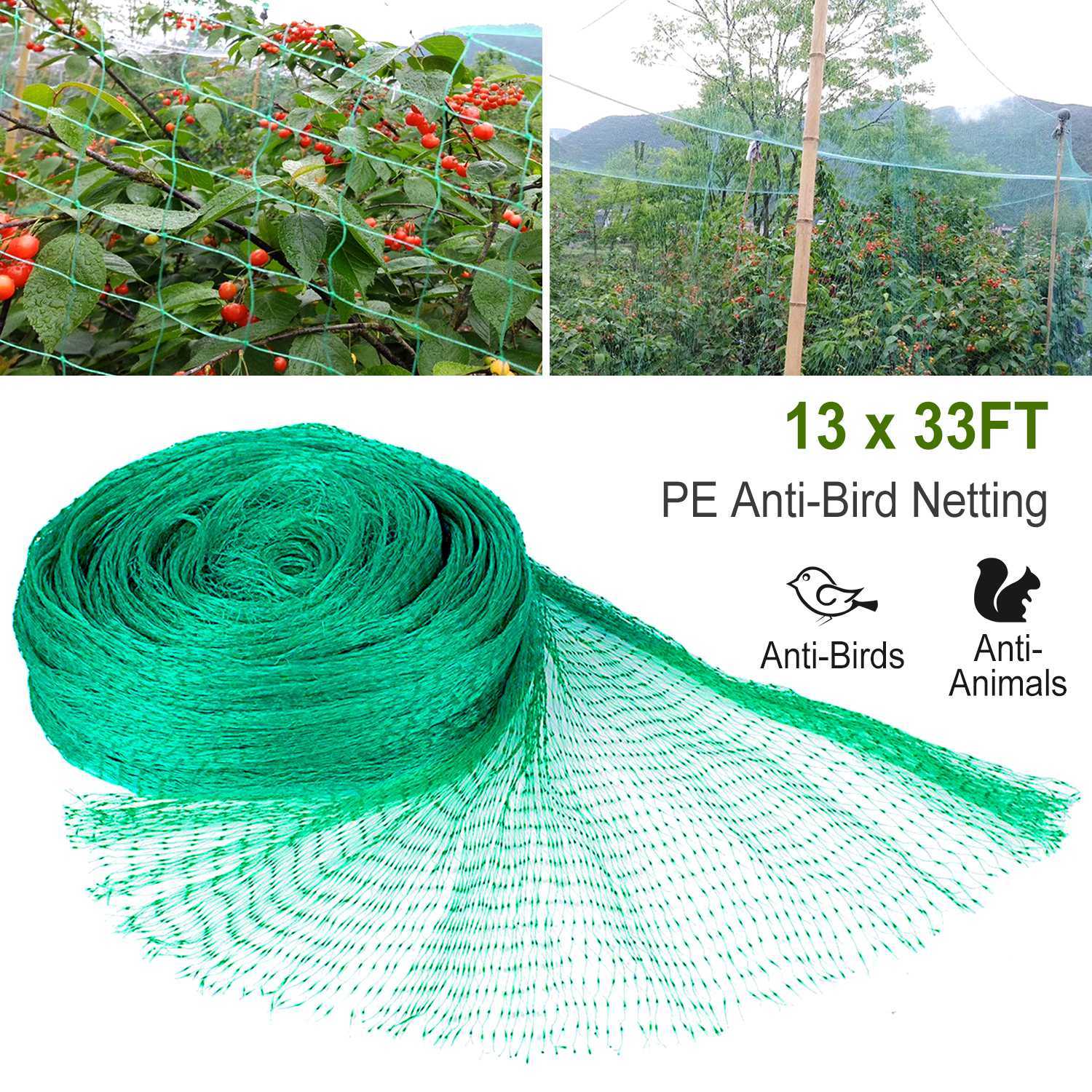13 x 33ft Garden Netting Heavy Duty PE Anti Bird Netting Plants Fruits Tree Vegetables Protection Ne