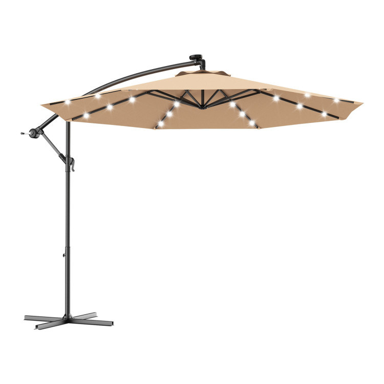 10 Feet Patio Umbrella with Crank and Solar LED Lights