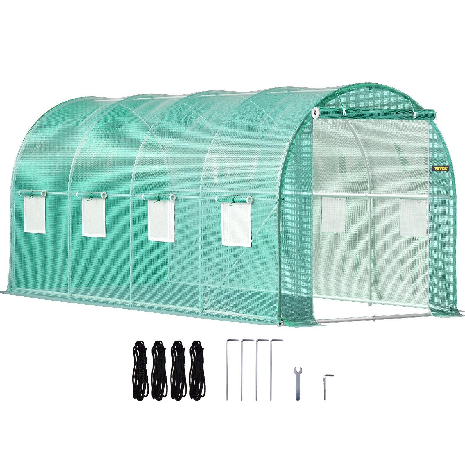 VEVOR Walk-in Tunnel Greenhouse, 14.8x6.6x6.6 ft Portable Plant Hot House w/ Galvanized Steel Hoops,