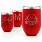 Personalized 12oz Stainless Steel Wine Tumblers with Custom Laser Engrave