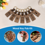 Customized Leather Keychain Blanks, Engraved Wood Key Chain