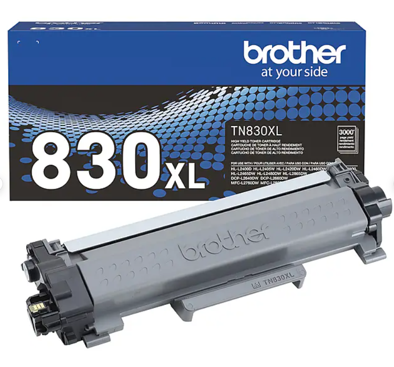 TN830XL 1 Brother TN830XL Black High Yield Toner Cartridge, Print Up to 3,000 Pages - Image 1
